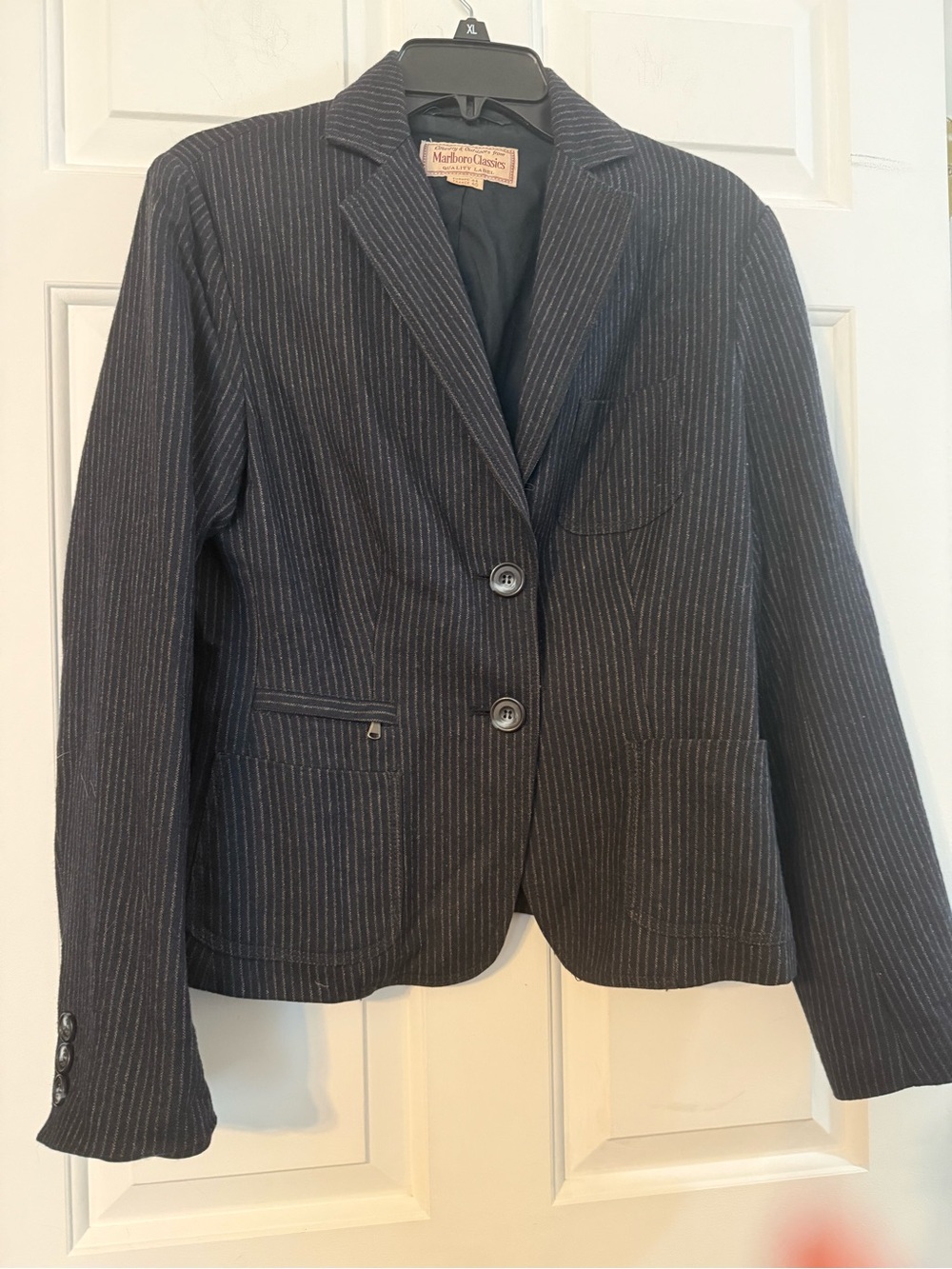 VTG Marlboro Classics Valentino Group Italy Black & Brown Pinstripe Blazer M/L